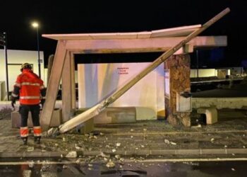 Bus stop crash