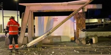 Bus stop crash