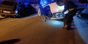 Car flips in Puerto del Carmen