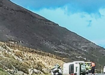 Van overturns on the LZ-1