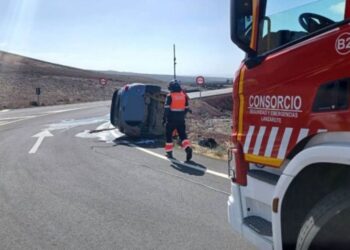 Car rollover in Yaiza