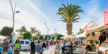 Road closure in Puerto del Carmen