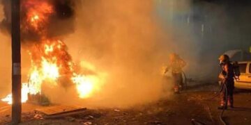 Twenty containers burned
