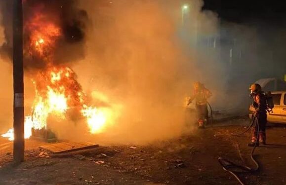 Twenty containers burned