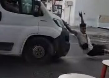 Driver attempts to run over young man