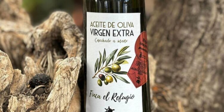 Local olive oil proudly features medal on bottle