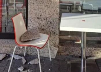 Man injured by falling wall tile