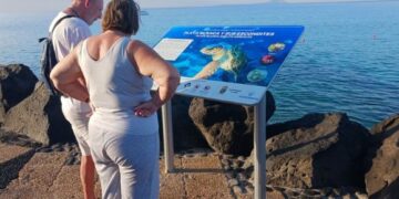 Marine life information boards in Playa Blanca