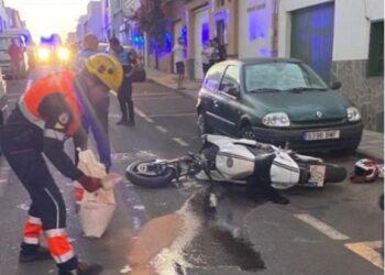 Motorcyclist taken to hospital