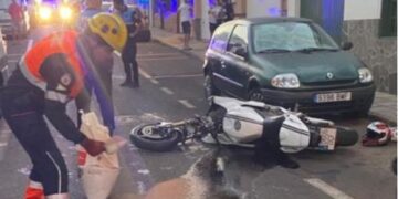 Motorcyclist taken to hospital