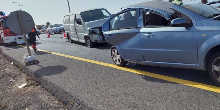 Car pile up at Playa Honda