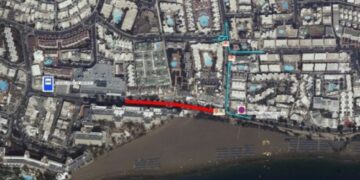 Road closed in Puerto del Carmen