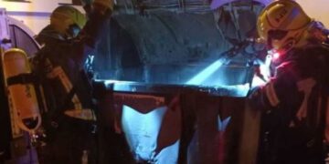 Rubbish bin fire in Arrecife