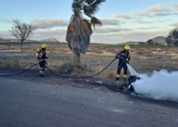 Rubbish bin fire in Tahíche