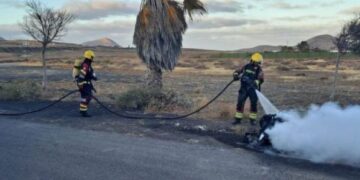 Rubbish bin fire in Tahíche