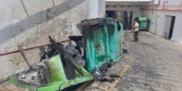 Rubbish containers burned in Playa Blanca