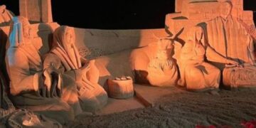 Sand belén unveiled at Playa del Reducto