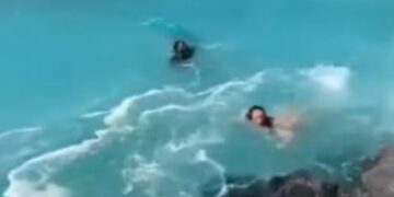 TikTok influencer in danger at rock pools