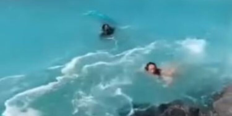 TikTok influencer in danger at rock pools
