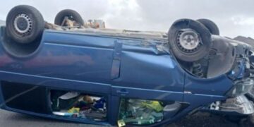 Van flips at Timanfaya