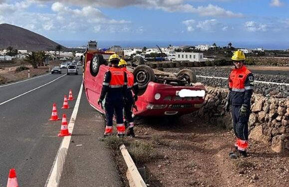 Van overturns on LZ-20