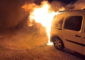 Vehicle and rubbish bins burned